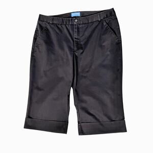 Dockers Pants Womens 14 Capri Black Mid Rise Cuffs Side Pockets Casual